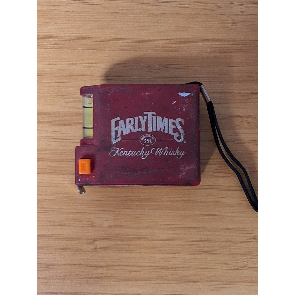 Vintage Early Times Kentucky Whisky Tape Measure with Level Tool Red Collectible